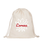 Mochila flor y nombre personalizable