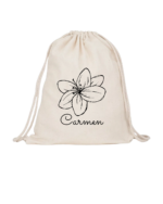 Mochila con flor y nombre personalizable